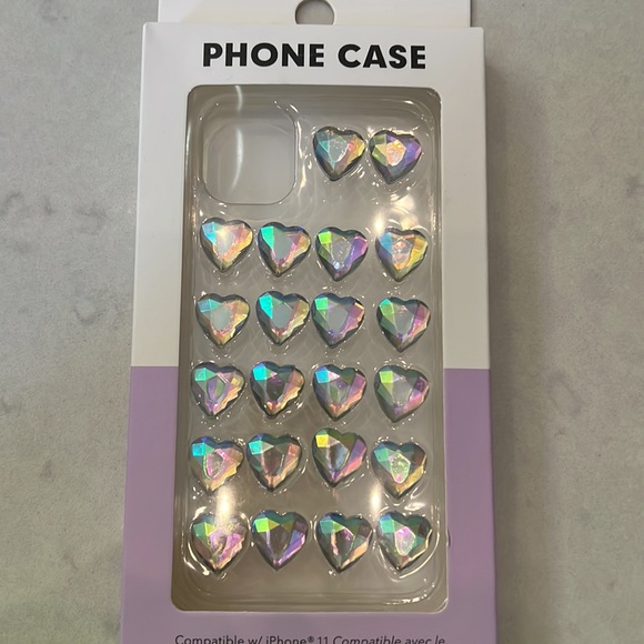 Compatible w/ iPhone 11 SHINY CLEAR / RAINBOW HEART METALLIC PHONE CASE! π€ π€ - Picture 3 of 15